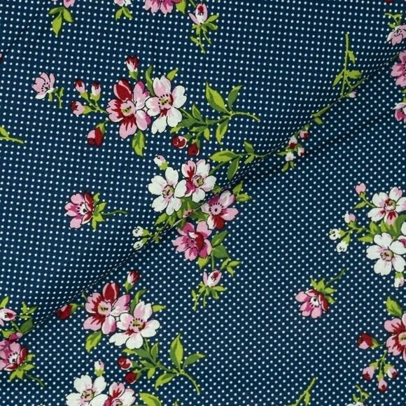 Waverly Inspirations Cotton Small Floral Ink Color Sewing Fabric 21" x 12" Piece - Picture 2 of 6